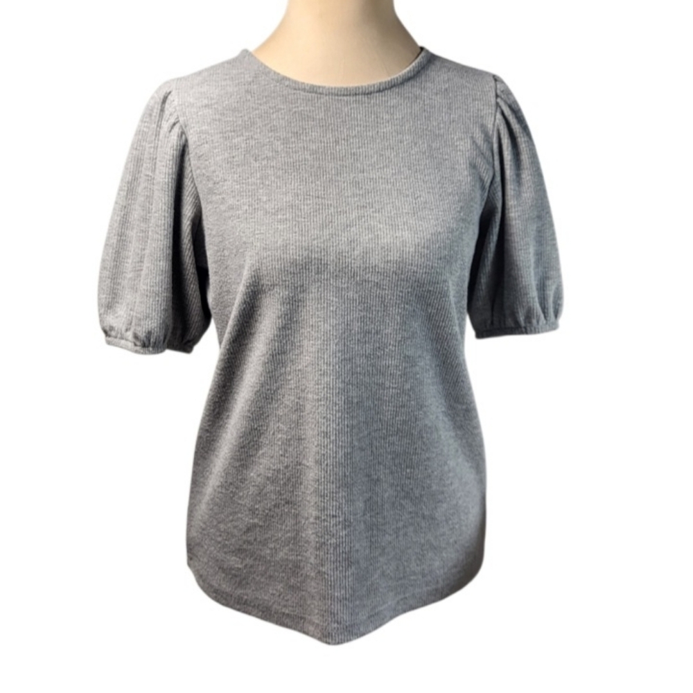 For The Republic Women's Rib Knit Puff Sleeve Shirt - S/P